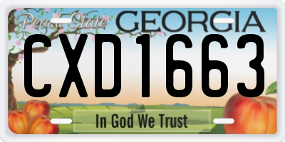 GA license plate CXD1663