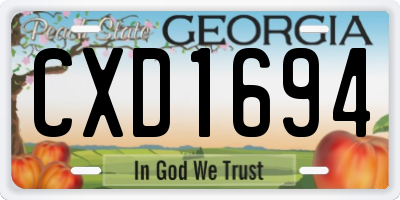 GA license plate CXD1694