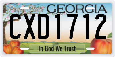 GA license plate CXD1712