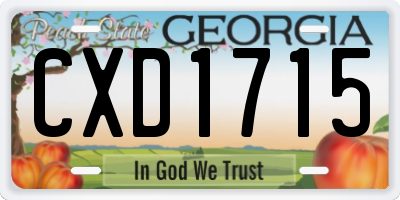 GA license plate CXD1715