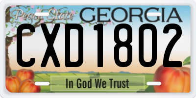 GA license plate CXD1802