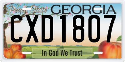 GA license plate CXD1807