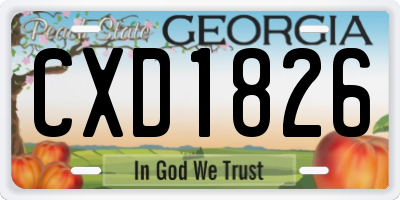 GA license plate CXD1826