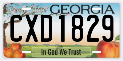 GA license plate CXD1829