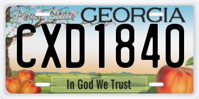 GA license plate CXD1840