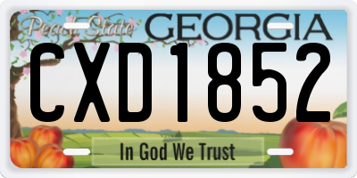 GA license plate CXD1852