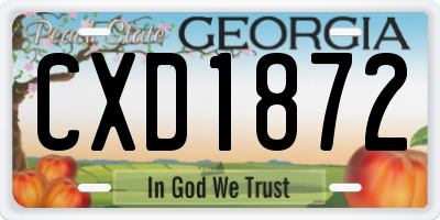 GA license plate CXD1872