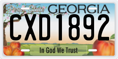 GA license plate CXD1892