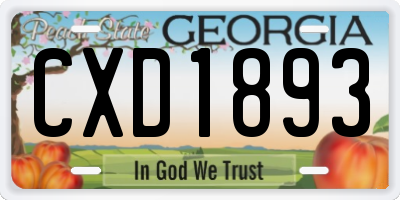 GA license plate CXD1893