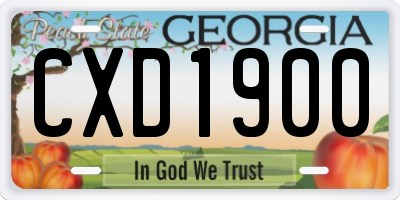 GA license plate CXD1900