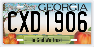 GA license plate CXD1906