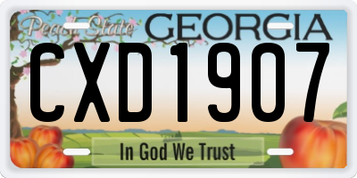 GA license plate CXD1907