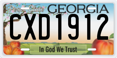 GA license plate CXD1912