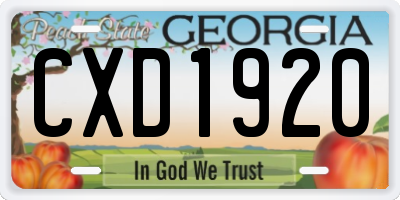 GA license plate CXD1920