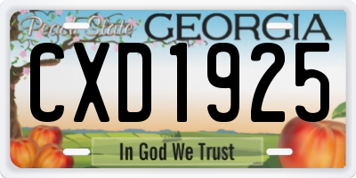 GA license plate CXD1925