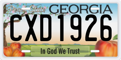 GA license plate CXD1926