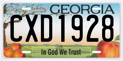 GA license plate CXD1928