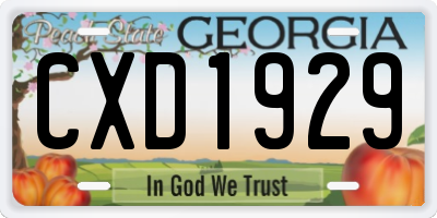 GA license plate CXD1929
