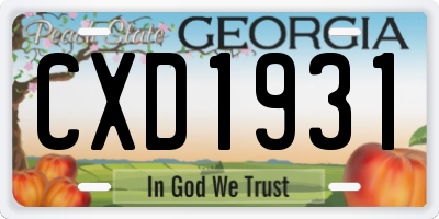GA license plate CXD1931