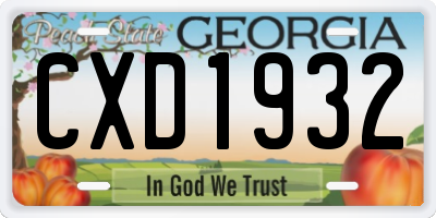 GA license plate CXD1932