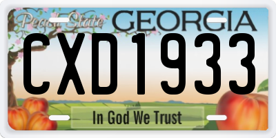 GA license plate CXD1933
