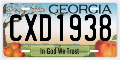 GA license plate CXD1938