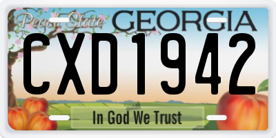 GA license plate CXD1942