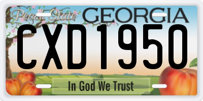 GA license plate CXD1950