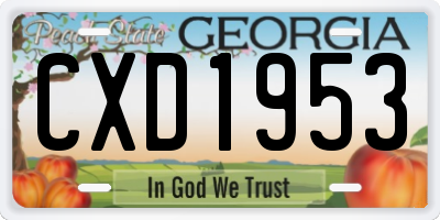 GA license plate CXD1953