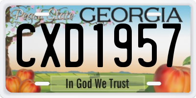 GA license plate CXD1957