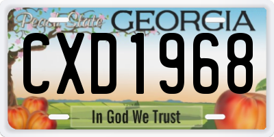 GA license plate CXD1968