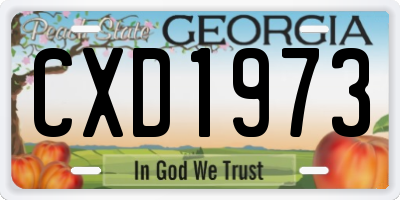 GA license plate CXD1973