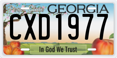 GA license plate CXD1977