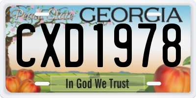 GA license plate CXD1978