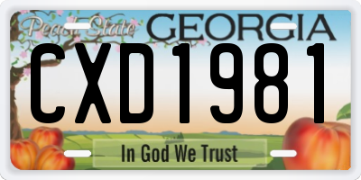 GA license plate CXD1981