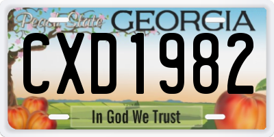 GA license plate CXD1982