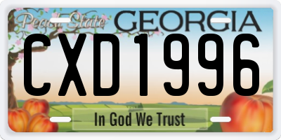 GA license plate CXD1996