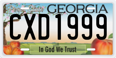 GA license plate CXD1999