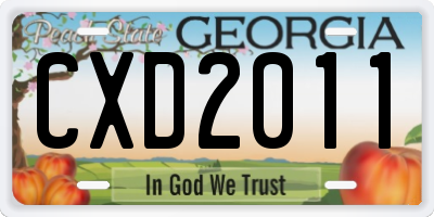 GA license plate CXD2011