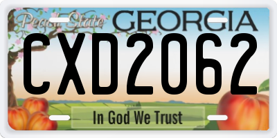 GA license plate CXD2062