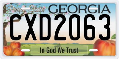 GA license plate CXD2063