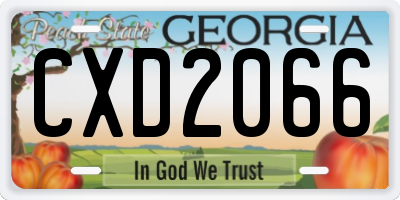 GA license plate CXD2066