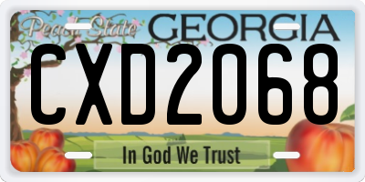 GA license plate CXD2068