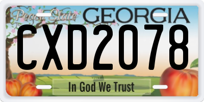 GA license plate CXD2078