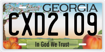 GA license plate CXD2109