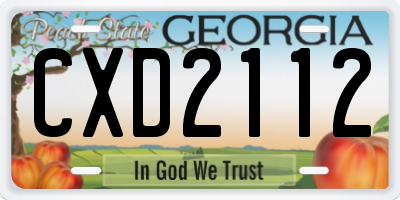 GA license plate CXD2112