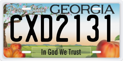 GA license plate CXD2131