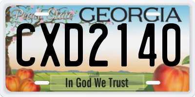 GA license plate CXD2140