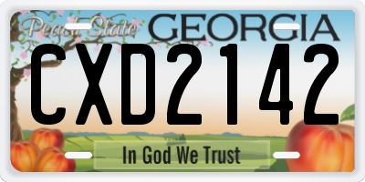 GA license plate CXD2142