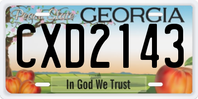 GA license plate CXD2143